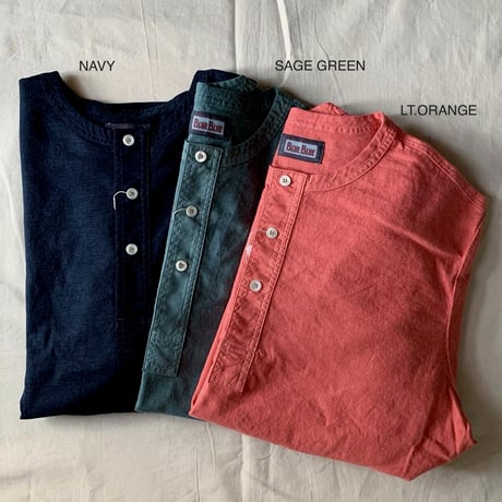 リネンレーヨンストレッチ ショートスリーブ ヘンリーシャツ 1008912/ BLUE BLUE　ブルーブルー