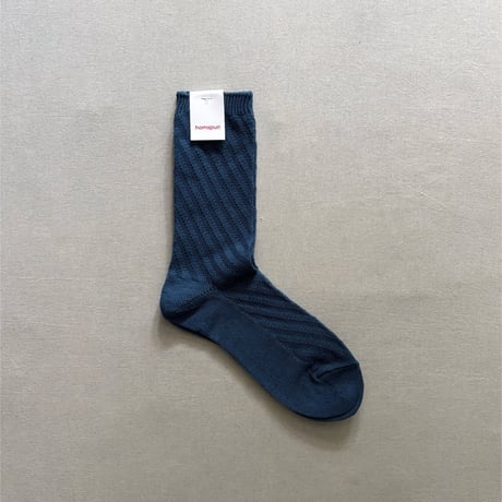 シルケットコットン斜めリブソックス 252-8285 / homspun ホームスパン