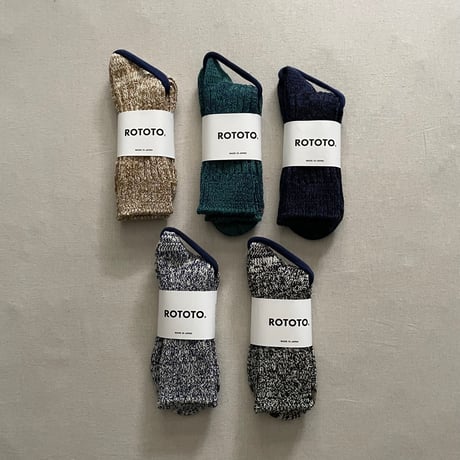 RECYCLE COTTON RIBBED CREW SOCKS size M(25~27cm) R1448 / ROTOTO