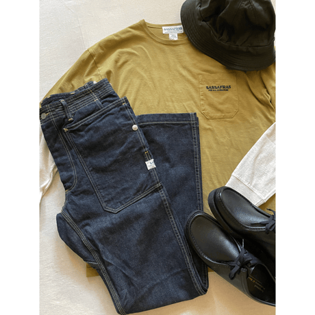 Fall Leaf Sprayer Pants (Indigo) / SASSAFRAS