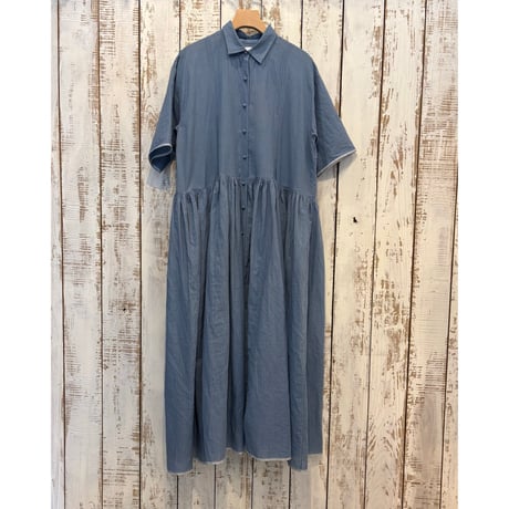 REGULAR COLLAR SHIRTS DRESS WITH RAJASTHAN GATHER INMDS26064 / maison de soil メゾンドソイル