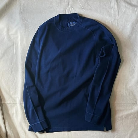 ムライト テレコ テゾメ ニードルステッチ クルーネック LS Tシャツ ユニセックス 1006390 / BLUE BLUE JAPAN ブルーブルージャパン