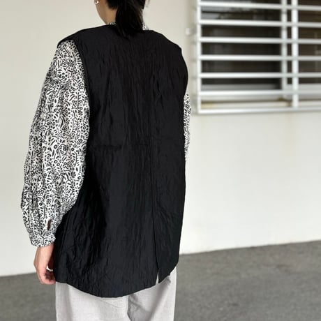 QUILTED HAND WOVEN COTTON SILK PLAIN C-NECK VEST NMDS24532/ maison de soil メゾンドソイル