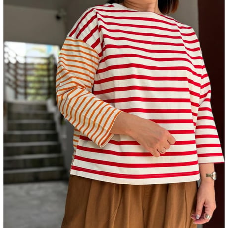 パネルボーダー バイカラープルオーバー 7254C−35 / NATURAL LAUNDRY  ナチュラルランドリー