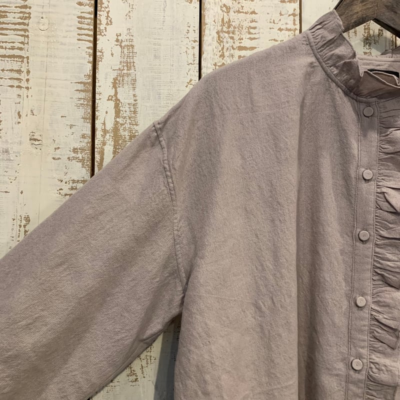 WOOL/COTTON/SILK PLAIN FRILL COLLAR SHIRT INMDS