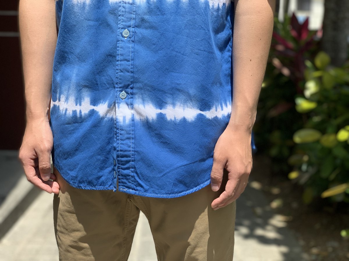 bohemians ダウン　シャツ　ジャケット 半袖シャツ タイダイボタンダウン半袖シャツ(BLUE) / Bohemians | e-shop/E-SHOP