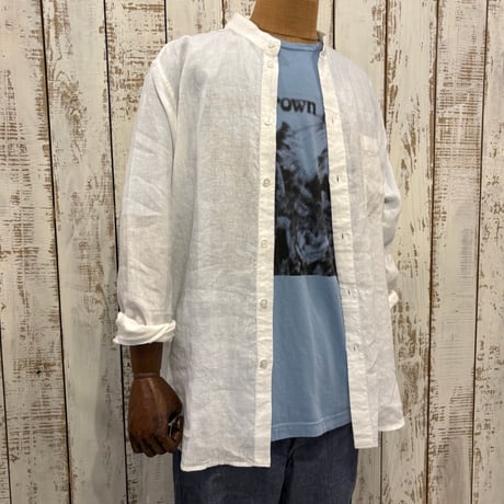 リネン スタンドカラー ロングスリーブシャツ 1010830 / BLUE BLUE JAPAN ブルーブルージャパン