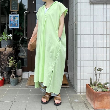 Sleeveless Hooded Shirts Dress YAR-24SS OP45_Cambric / Yarmo ヤーモ