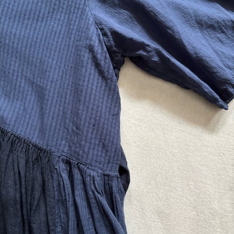 COTTON&LINEN PATCHWORK(OVERDYE) GATHERED WRAP DRESS  NMDS25233D / maison de soil メゾンドソイル
