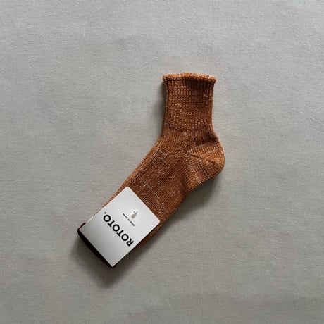 LOW GAUGE RIBBED MARL ANKLE SOCKS R1607 / ROTOTO ロトト
