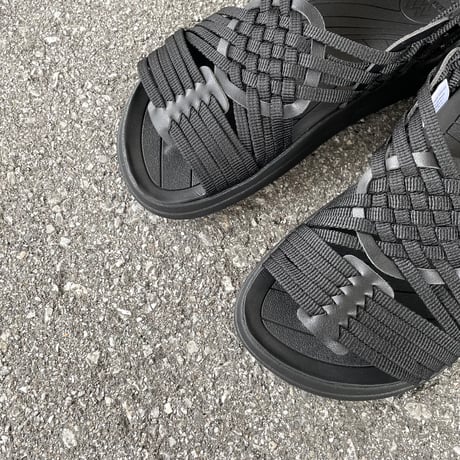CANYON POLYESTER × VEGAN LEATHER (BLACK×BLACK) MS060020 / MALIBU SANDALS マリブサンダルズ