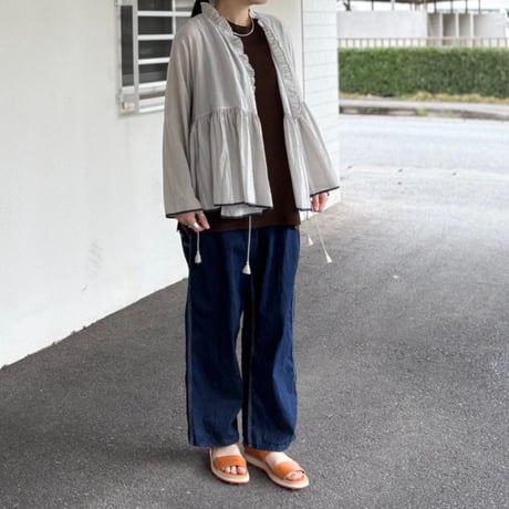 HANDWOVEN COTTON STRIPE FRILL CACHE COEUR INMDS26061 / maison de soil メゾンドソイル