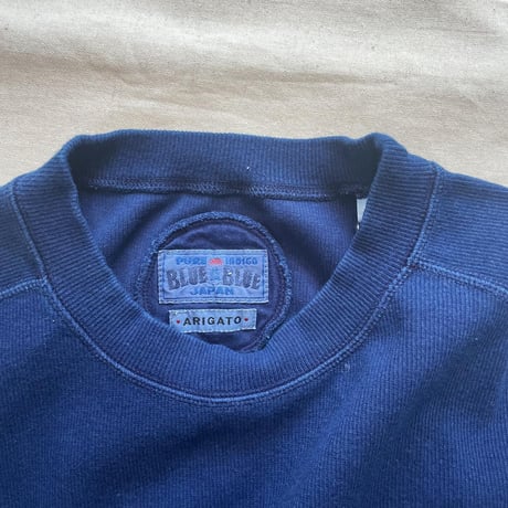 ムライト テレコ テゾメ ニードルステッチ クルーネック LS Tシャツ ユニセックス 1006390 / BLUE BLUE JAPAN ブルーブルージャパン
