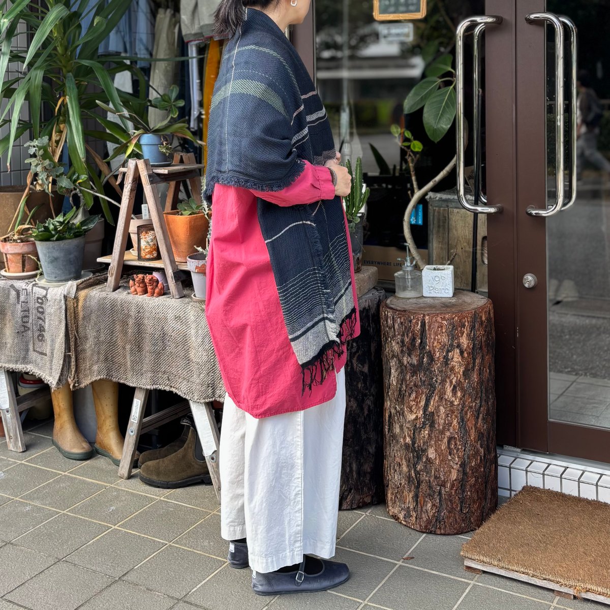 roots shawl MIDDLE WM GY-PK-1674 / tamaki niim