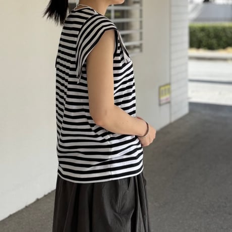 20/1天竺 ボーダーノースリーブPO 261-6568 / homspun ホームスパン