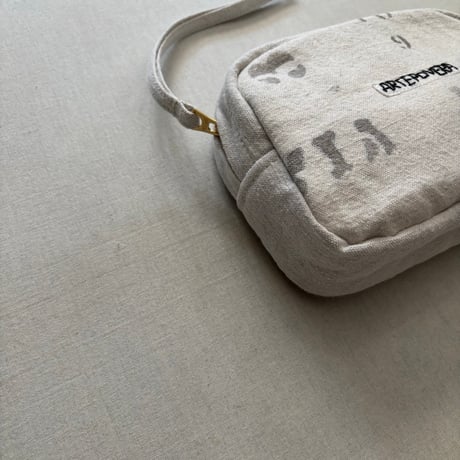 フランスUSED シーツMIX RE- ステンシルポーチ(M)  ARTEPOVERA-26SU66 / ARTE POVERA アルテポーヴェラ