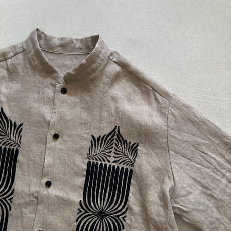 CHINA COLLAR SHIRTS FRENCH LINEN PORTE EMB BS408 / Bohemians ボヘミアンズ