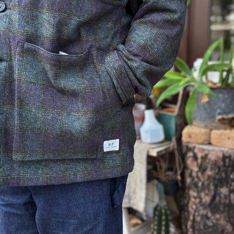Digs Crew Cardie Jacket (Cotton Tweedy Check) SF-252266 / SASSAFRAS ササフラス