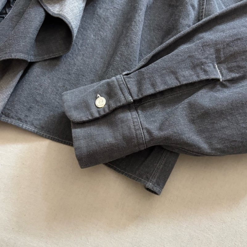 ほぼ未使用 ハバーサックHAVERSACK リネン混デニムジャケット日本製シャツ HAVERSACK】Band Collar Denim Work Shirt(Men's) | theater