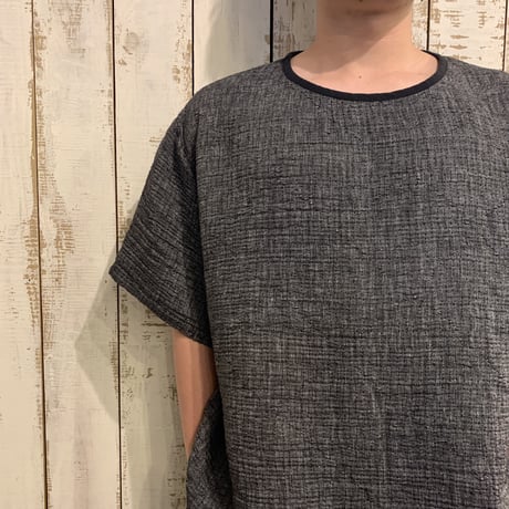 SASHIKO LINEN PREMIUM SHORT SLEEVE SHIRT (BLACK) / Porter Classic