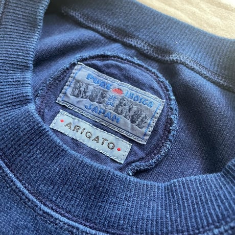 ムライト テレコ テゾメ ニードルステッチ クルーネック LS Tシャツ ユニセックス 1006390 / BLUE BLUE JAPAN ブルーブルージャパン