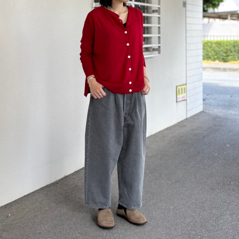 ワイドテーパードブラックデニムパンツ 462501 / HAVERSACK