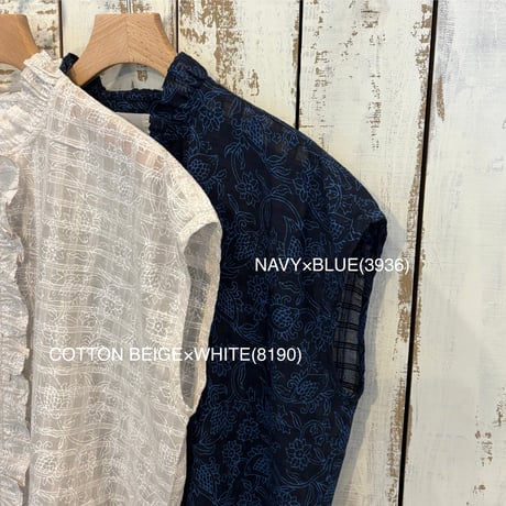FLOWER HAND SCREEN PRINT FRENCH/SL FRILL COLLAR SHIRTS INMDS26092 / maison de soil メゾンドソイル