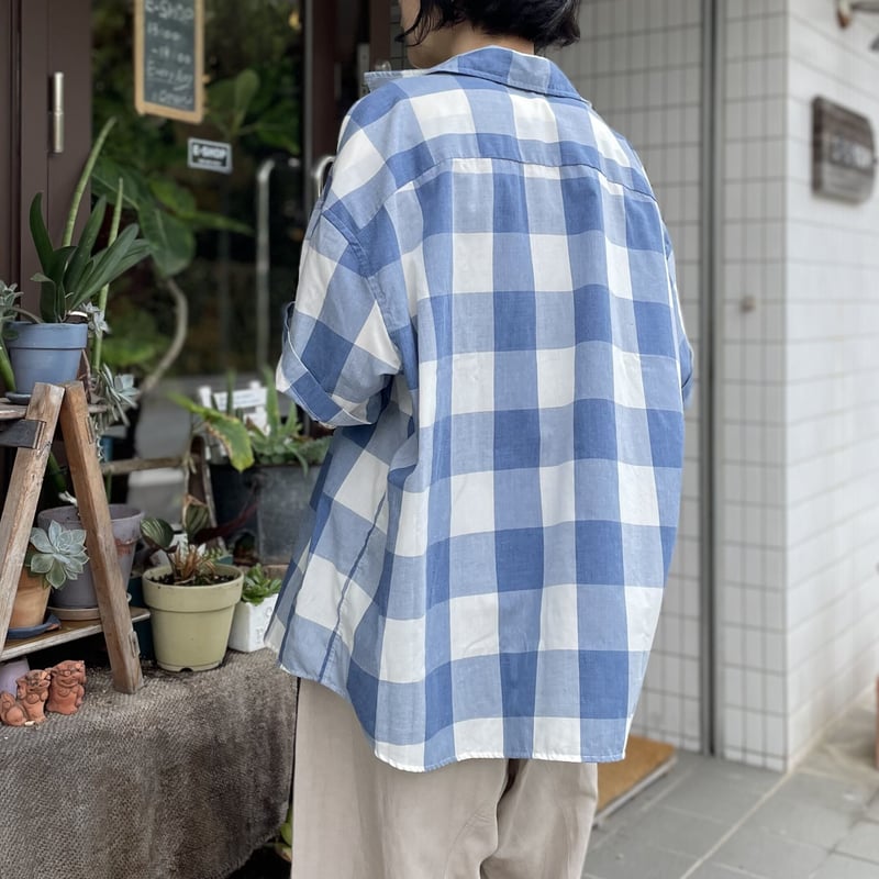 BURTON フード付きチェックシャツ L 青チェック BURTON フード付きチェックシャツ L 青チェック