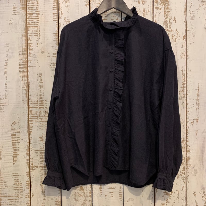 WOOL/COTTON/SILK PLAIN FRILL COLLAR SHIRT INMDS