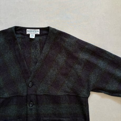 Digs Crew Cardie Jacket (Cotton Tweedy Check) SF-252266 / SASSAFRAS ササフラス