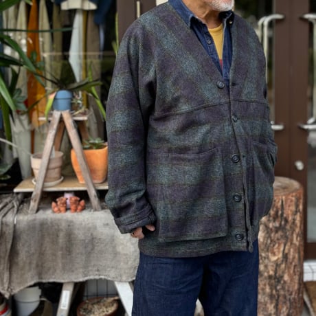 Digs Crew Cardie Jacket (Cotton Tweedy Check) SF-252266 / SASSAFRAS ササフラス