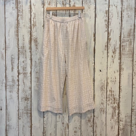 COTTON DOBIE CHECK FLOWER HAND SCREEN PRINT EASY PANTS INMDS26095 / maison de soil メゾンドソイル