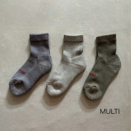 ORGANIC DAILY 3 PACK MINI CREW SOCKS R1522 / ROTOTO ロトト