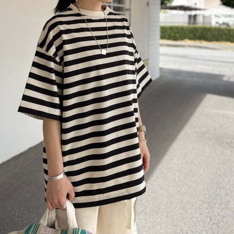度詰天竺ボーダー 半袖Tシャツ 812624 / HAVERSACK ハバーサック