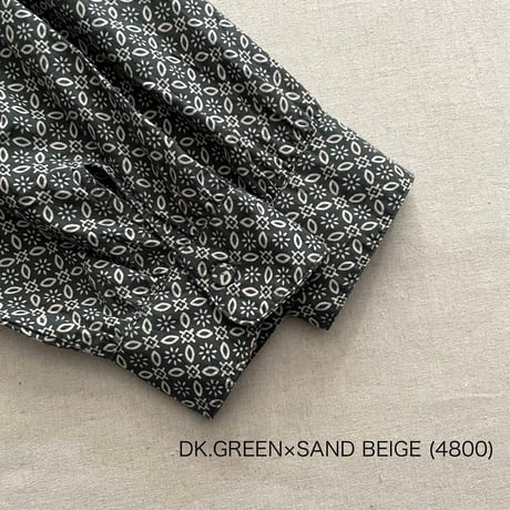 REPETITIONAL FLOWER BLOCK PRINT MINI PINTUCK BANDED COLLAR SHIRT DRESS INMDS23732 / maison de soil