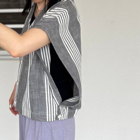 ダンガリーストライブスリーブレスカーディガン 622627 / HAVERSACK ハバーサック