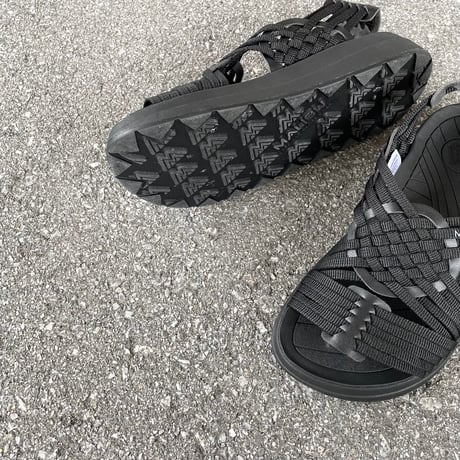 CANYON POLYESTER × VEGAN LEATHER (BLACK×BLACK) MS060020 / MALIBU SANDALS マリブサンダルズ