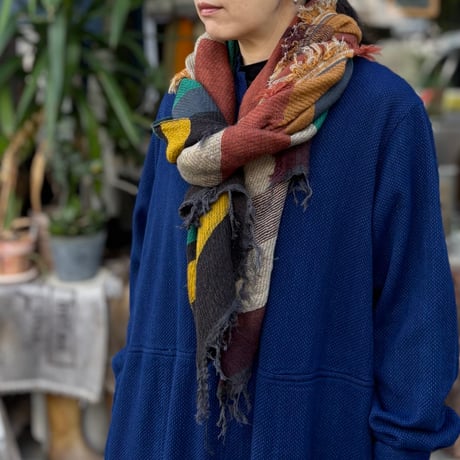 roots shawl MIDDLE WM OR-GN-1277 / tamaki niime タマキニイメ