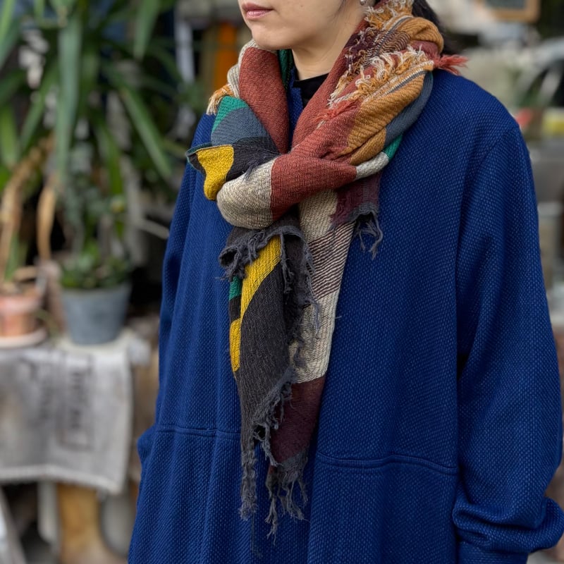 roots shawl MIDDLE WM OR-GN-1277 / tamaki niime