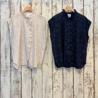 FLOWER HAND SCREEN PRINT FRENCH/SL FRILL COLLAR SHIRTS INMDS26092 / maison de soil メゾンドソイル