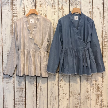 HANDWOVEN COTTON STRIPE FRILL CACHE COEUR INMDS26061 / maison de soil メゾンドソイル
