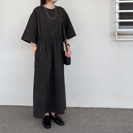 墨染ツイル5分袖ロングワンピース 322530 / HAVERSACK ハバーサック