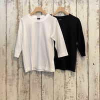 30/1天竺七分袖Tシャツ (サラシ・ブラック) 6450 / homspun ホームスパン