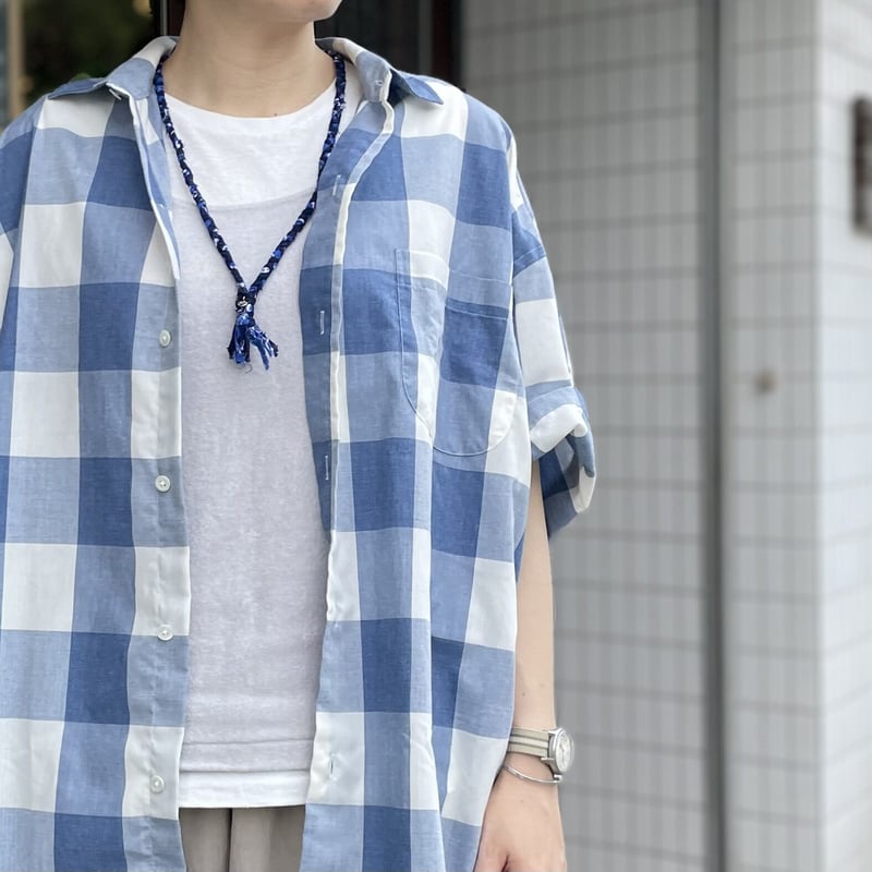 c0mi リメイク check shirt docking no-sleeve c0mi リメイク check shirt docking no-sleeve Non-Iron Twill