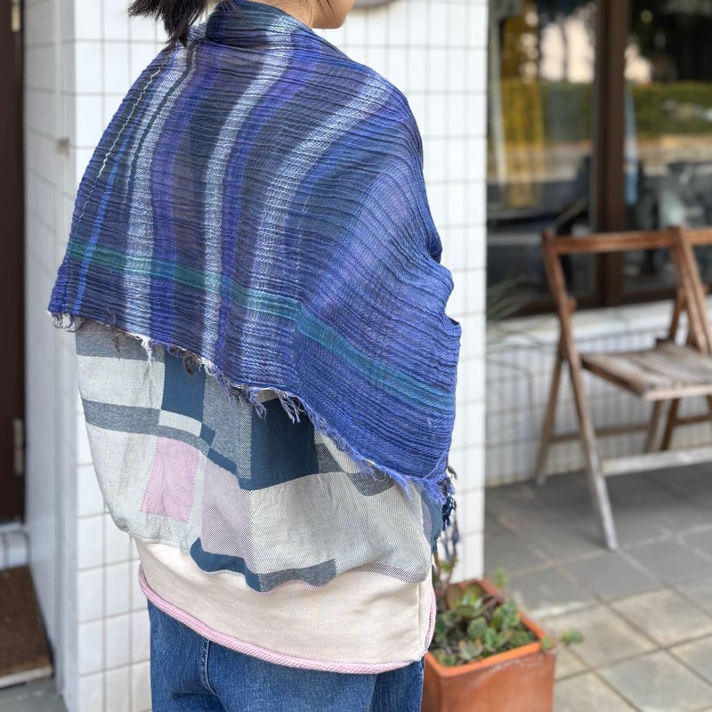 roots shawl BIG CB-BL-BL / tamaki niime タマキニイメ