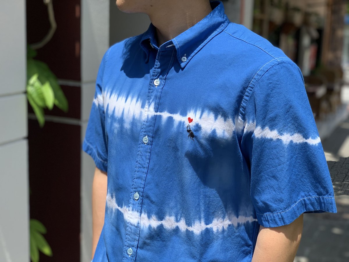 bohemians ダウン　シャツ　ジャケット 半袖シャツ タイダイボタンダウン半袖シャツ(BLUE) / Bohemians | e-shop/E-SHOP