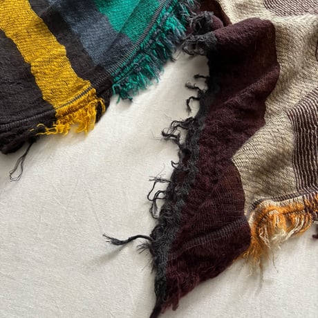 roots shawl MIDDLE WM OR-GN-1277 / tamaki niime タマキニイメ
