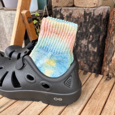 HEMP/ORGANIC COTTON PILE ANKLE SOCKS "TIE DYE" R1518 / ROTOTO ロトト