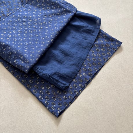 80s VOILE SMALL GENTIANA BLOCK PRINT EASY PANTS NMDS26255 / maison de soil メゾンドソイル