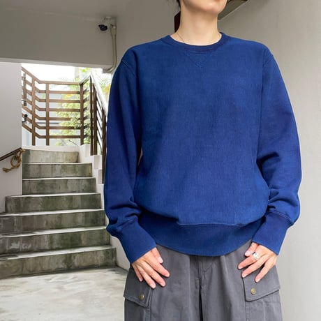オーガニックウラケ テゾメ クルーネック スウェットシャツ  ユニセックス 1004368 / BLUE BLUE JAPAN ブルーブルージャパン